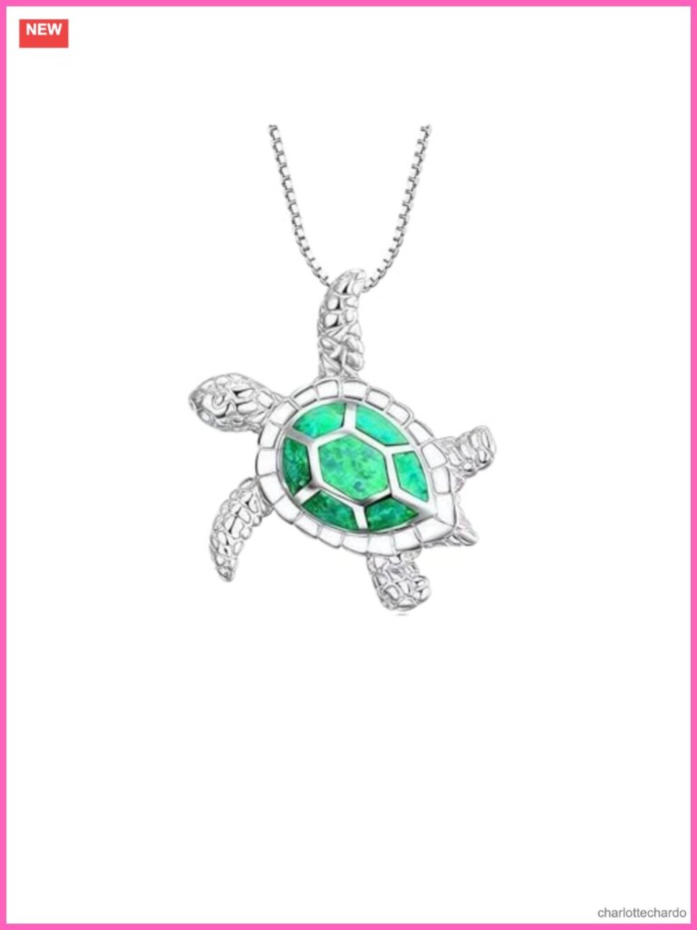 Sea Turtle Pendant Necklace Silver Plated Link Chain Adjustable Animal Jewelry